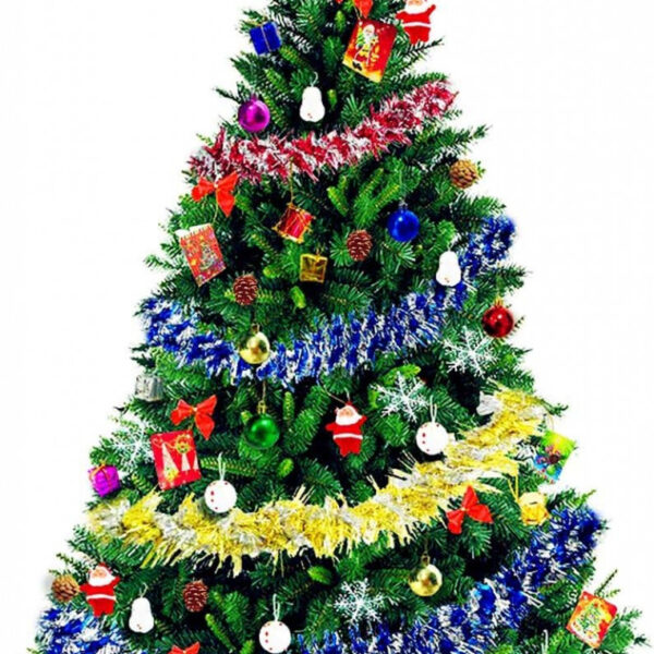 Brad artificial de Craciun Reakoo, cu decoratiuni, metal/PVC, multicolor, 92 x 150 cm