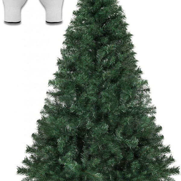 Brad artificial de Craciun Salcar, metal/PVC, verde, 126 x 240 cm