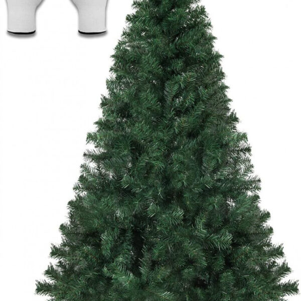 Brad artificial de Craciun Salcar, metal/PVC, verde, 95 x 210 cm