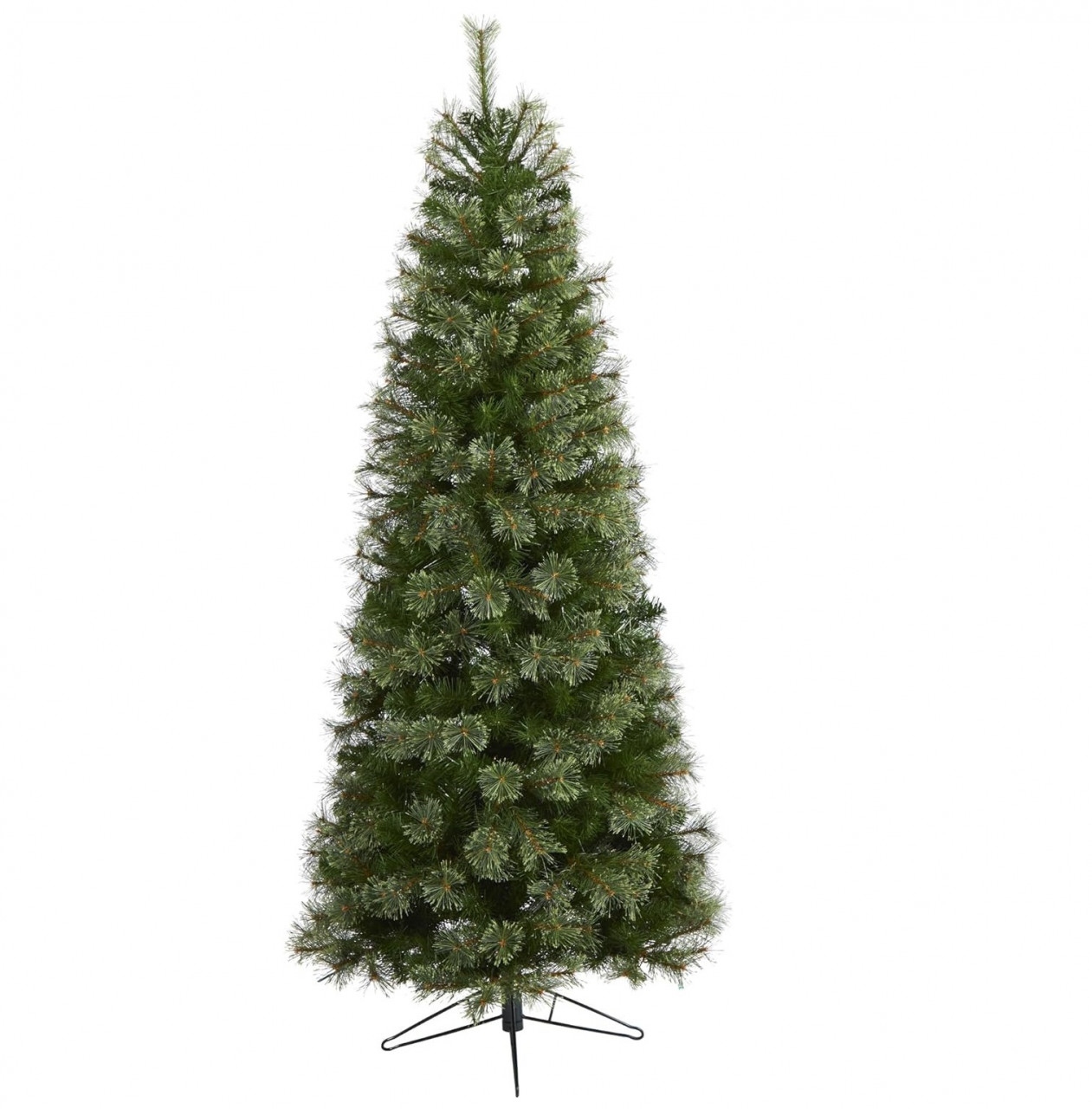 Brad artificial de Craciun Shimmery, LED, PVC/metal, verde/negru, 132 x 213 cm 1 Brad artificial de Craciun Shimmery, LED, PVC/metal, verde/negru, 132 x 213 cm