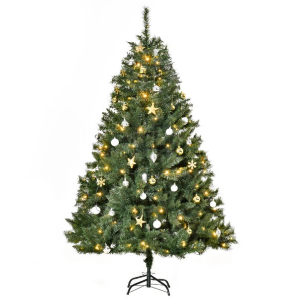 Brad artificial de Craciun The Seasonal Aisle, 200 LED-uri, PVC, verde, 112 x 180 cm